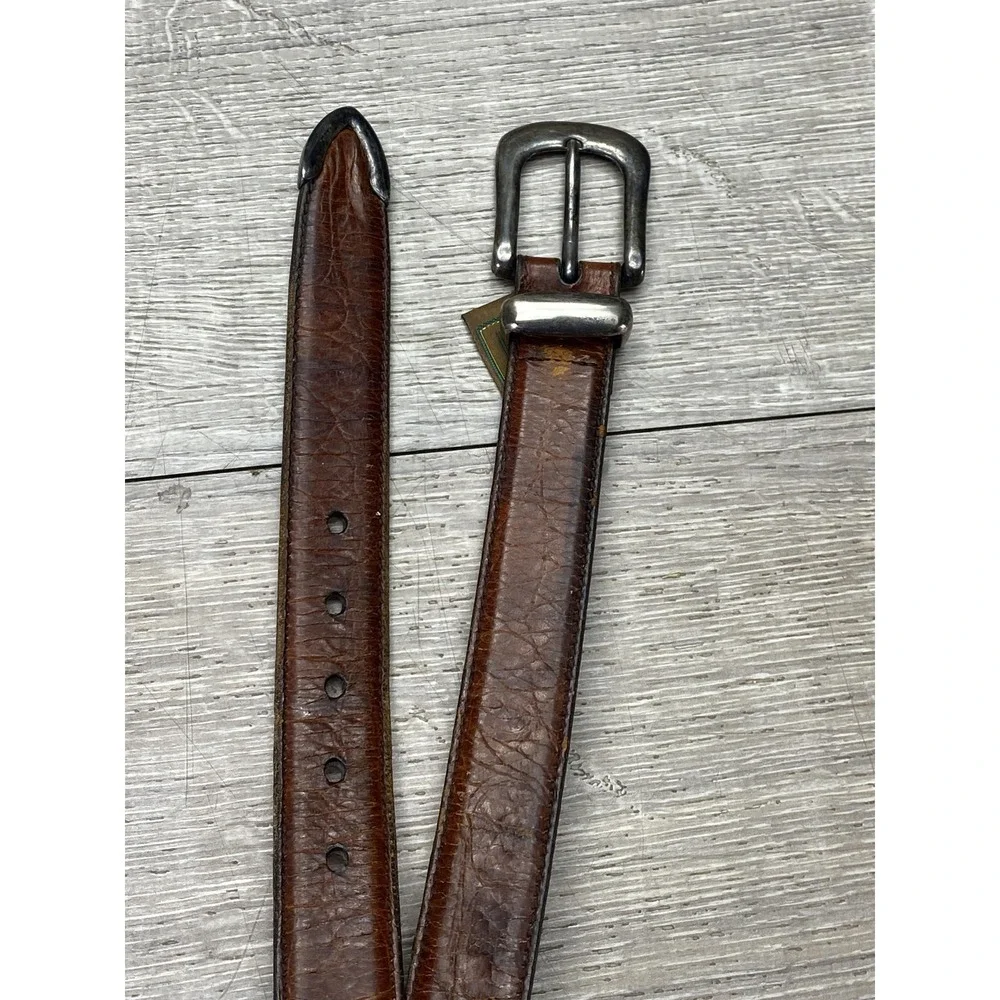 Trafalgar Kango Calf Belt Mens 34 Brown Leather Handmade‎ USA Dress Buckle